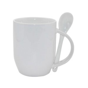 TAZAS BLANCAS CON CUCHARAS INTERIOR BLANCA11oz